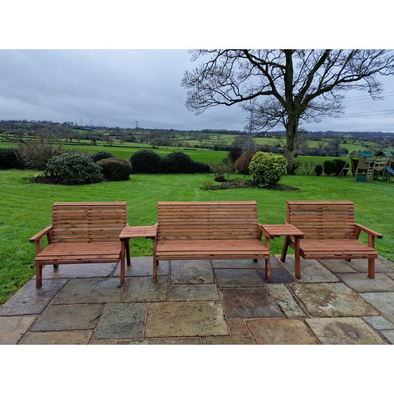 Swedish Redwood Straight Garden Tete a Tete by Churnet Valley - 7 Seats