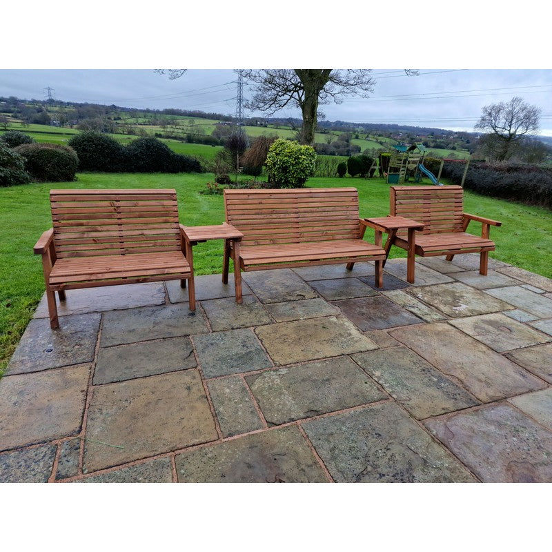 Swedish Redwood Straight Garden Tete a Tete by Churnet Valley - 7 Seats