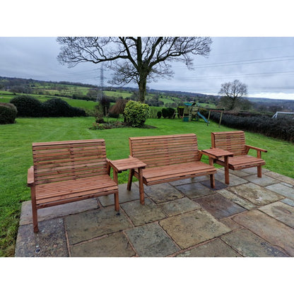 Swedish Redwood Straight Garden Tete a Tete by Churnet Valley - 7 Seats