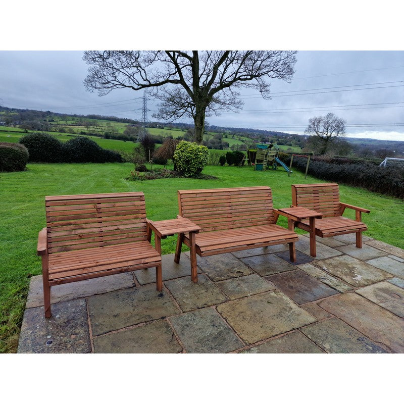 Swedish Redwood Straight Garden Tete a Tete by Churnet Valley - 7 Seats