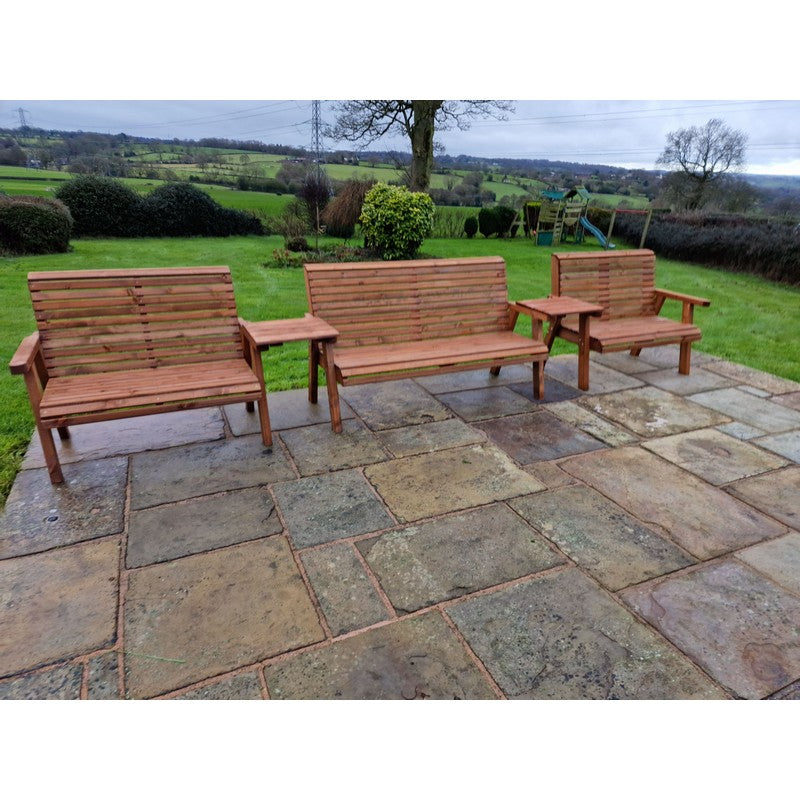 Swedish Redwood Straight Garden Tete a Tete by Churnet Valley - 7 Seats