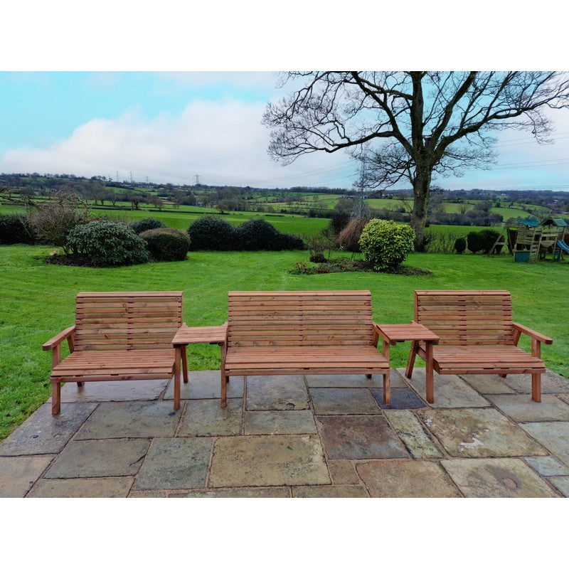 Swedish Redwood Straight Garden Tete a Tete by Churnet Valley - 7 Seats