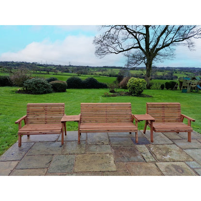 Swedish Redwood Straight Garden Tete a Tete by Churnet Valley - 7 Seats