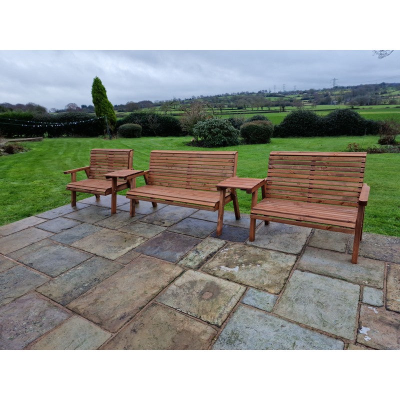 Swedish Redwood Straight Garden Tete a Tete by Churnet Valley - 7 Seats