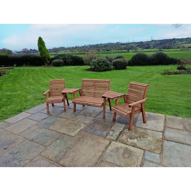 Swedish Redwood Angled Garden Tete a Tete by Churnet Valley - 4 Seat