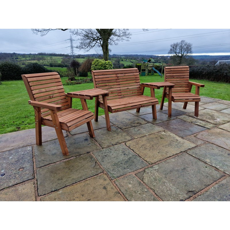 Swedish Redwood Angled Garden Tete a Tete by Croft - 4 Seats