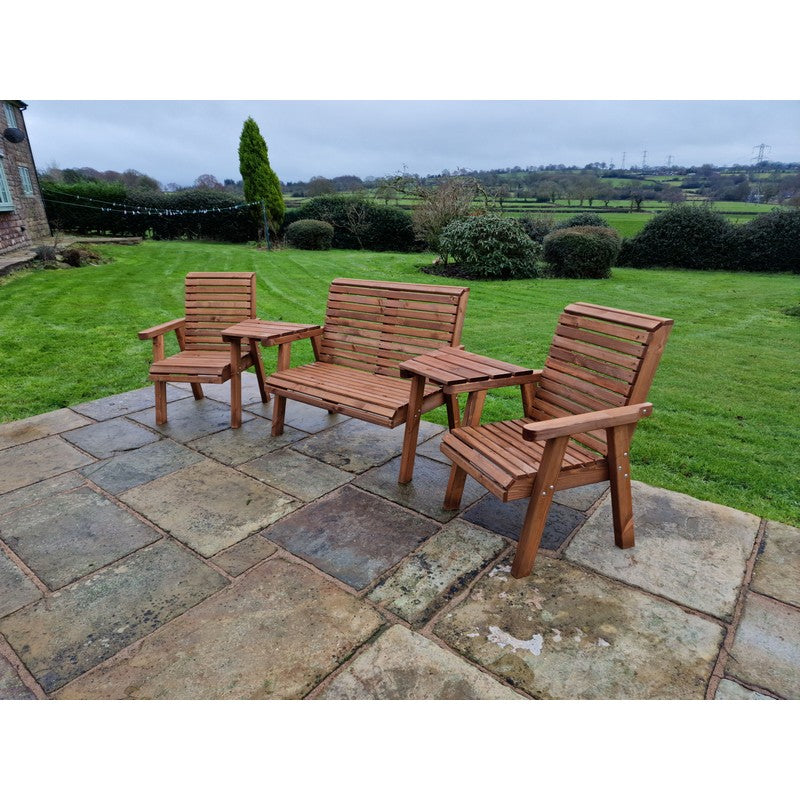 Swedish Redwood Angled Garden Tete a Tete by Croft - 4 Seats