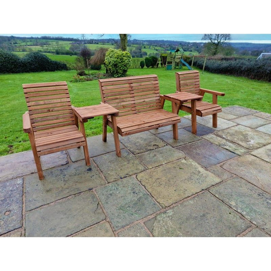 Swedish Redwood Straight Garden Tete a Tete by Churnet Valley - 4 Seats