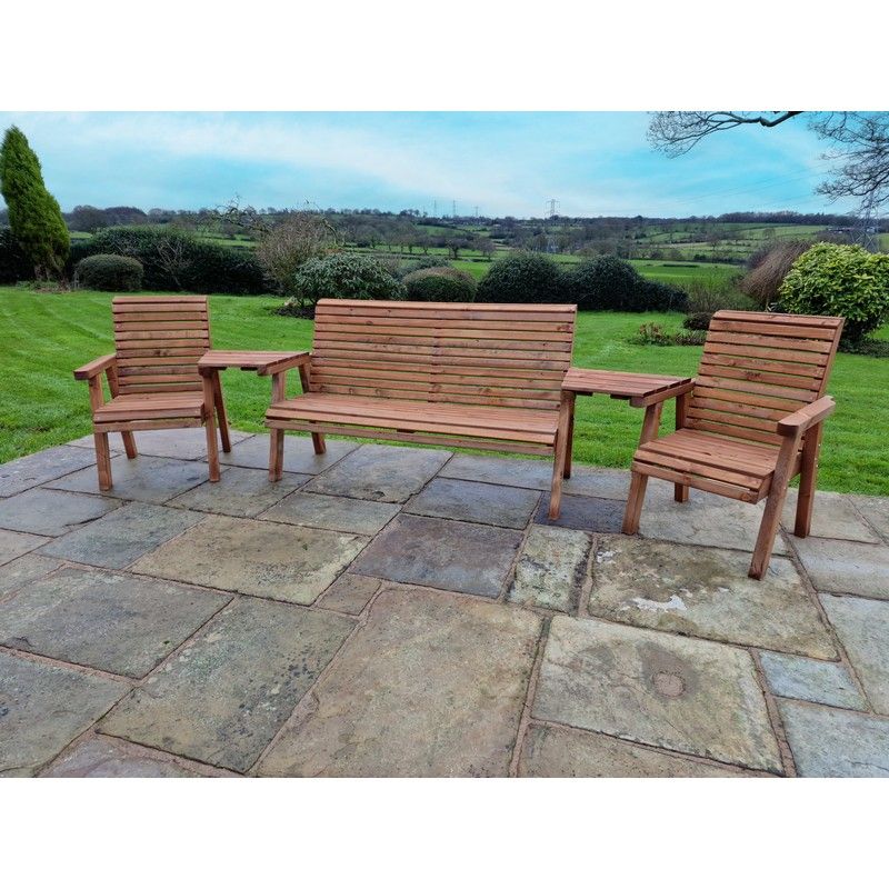 Swedish Redwood Angled Garden Tete a Tete by Croft - 5 Seats