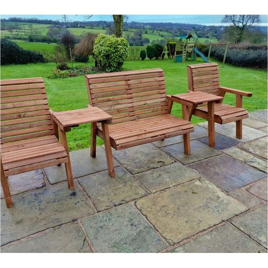 Swedish Redwood Straight Garden Tete a Tete by Churnet Valley - 5 Seats