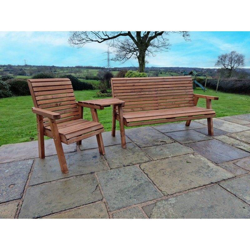 Swedish Redwood Angled Garden Tete a Tete by Churnet Valley - 4 Seat