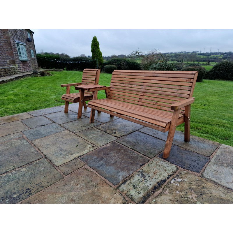 Swedish Redwood Straight Garden Tete a Tete by Churnet Valley - 4 Seat