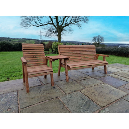 Swedish Redwood Straight Garden Tete a Tete by Churnet Valley - 4 Seat