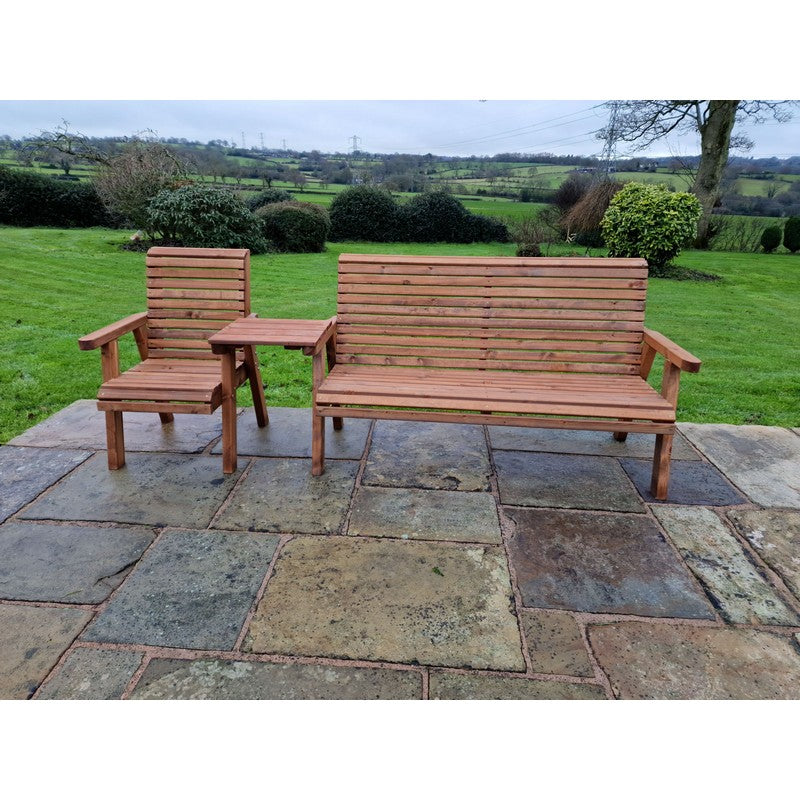 Swedish Redwood Straight Garden Tete a Tete by Churnet Valley - 4 Seat