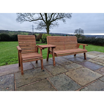 Swedish Redwood Straight Garden Tete a Tete by Churnet Valley - 4 Seat