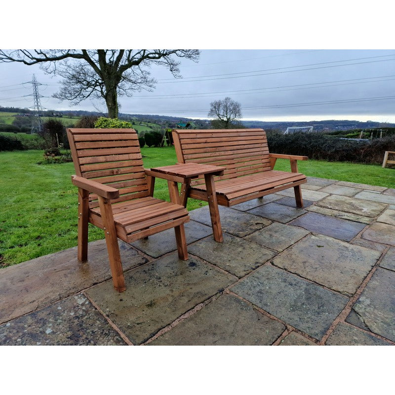 Swedish Redwood Straight Garden Tete a Tete by Churnet Valley - 4 Seat