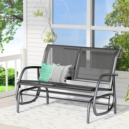 2-Person Outdoor Glider Bench Patio 2 Seater Swing Gliding Chair Loveseat w/Power Coated Steel Frame for Backyard Garden Porch