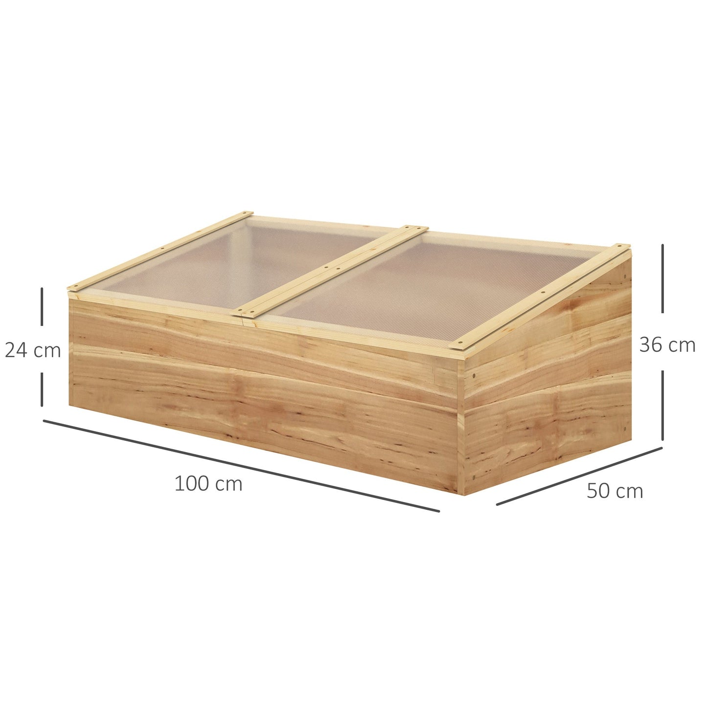 Wooden Cold Frame Greenhouse Garden Polycarbonate Grow House with Independent Openable Top Covers for Flowers