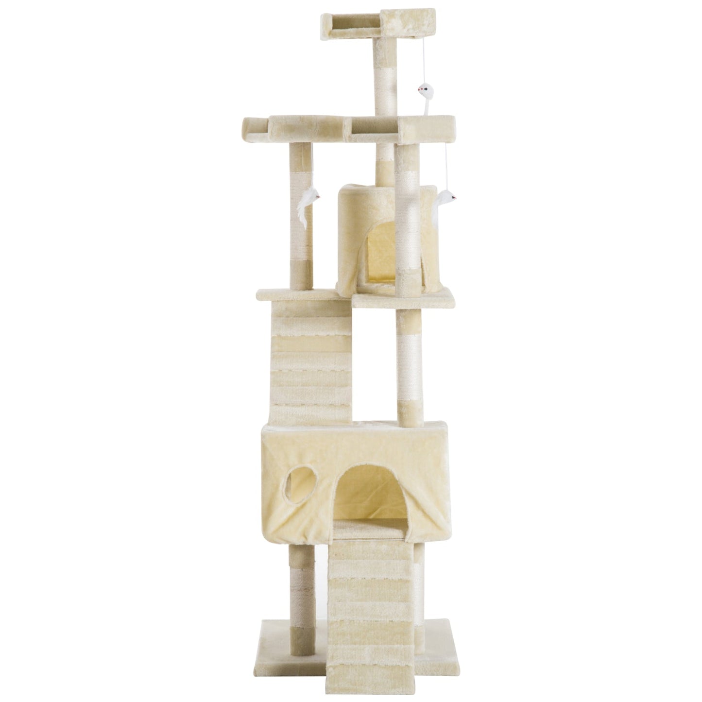 PawHut Cat Tree Scratching Post 27L27W28.5H cm-Beige