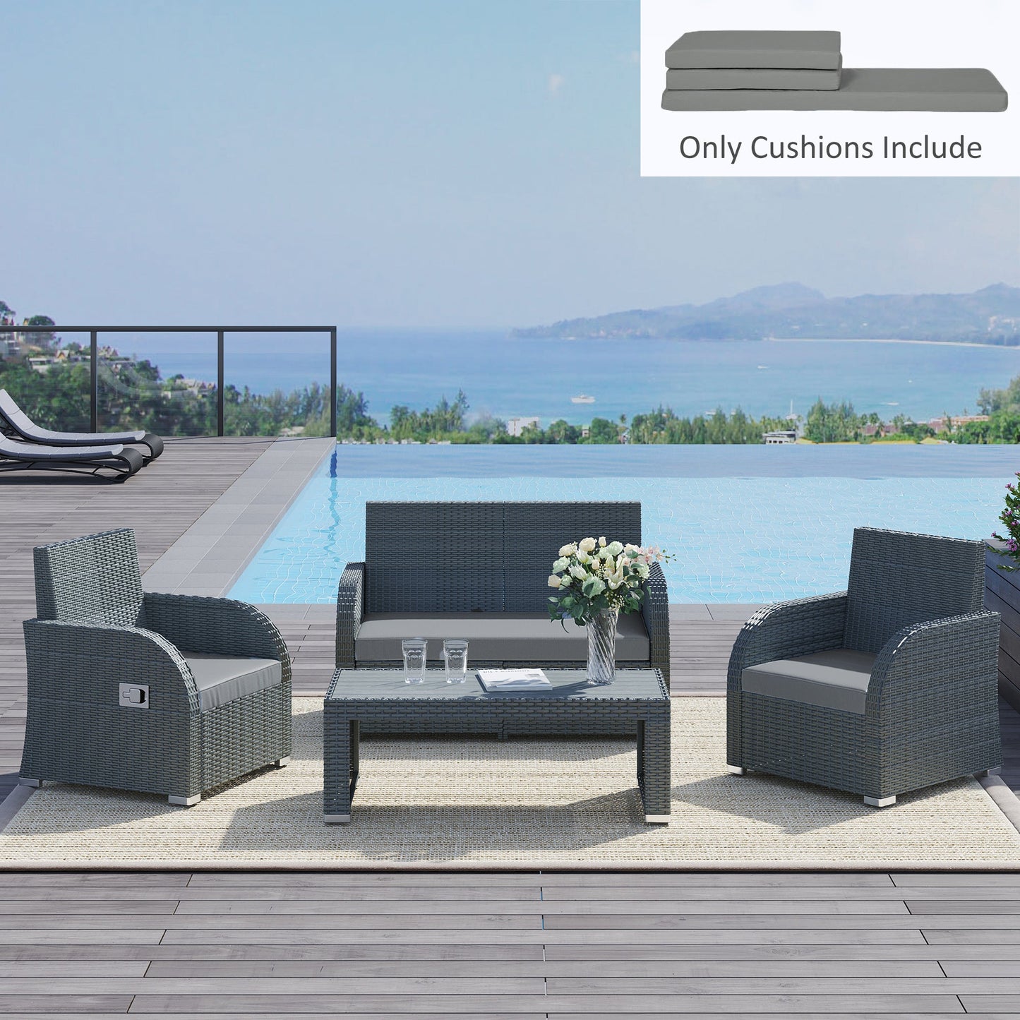 Outdoor Seat Cushion Pads for Rattan Furniture