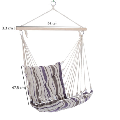 Outdoor Hanging Rope Chair with Soft Padded Seat & Backrest