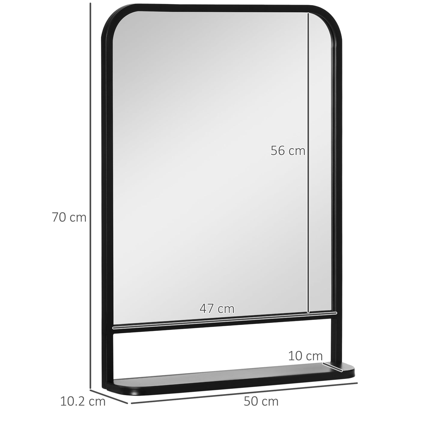 Modern Square Wall Mirror with Storage Shelf