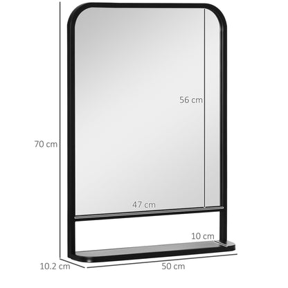 Modern Square Wall Mirror with Storage Shelf