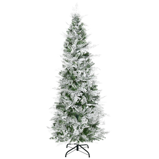 6' Pencil Snow Flocked Artificial Christmas Tree with Realistic Cypress Branches