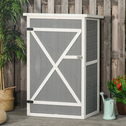 Standard 75cm Single Door Pent Garden Store With Shelves Fir Wood Grey by Steadfast