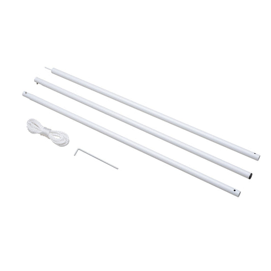 3M Awning Sail Shade Canopy Pole Kit Adjustable Pole With Rope Metal - White