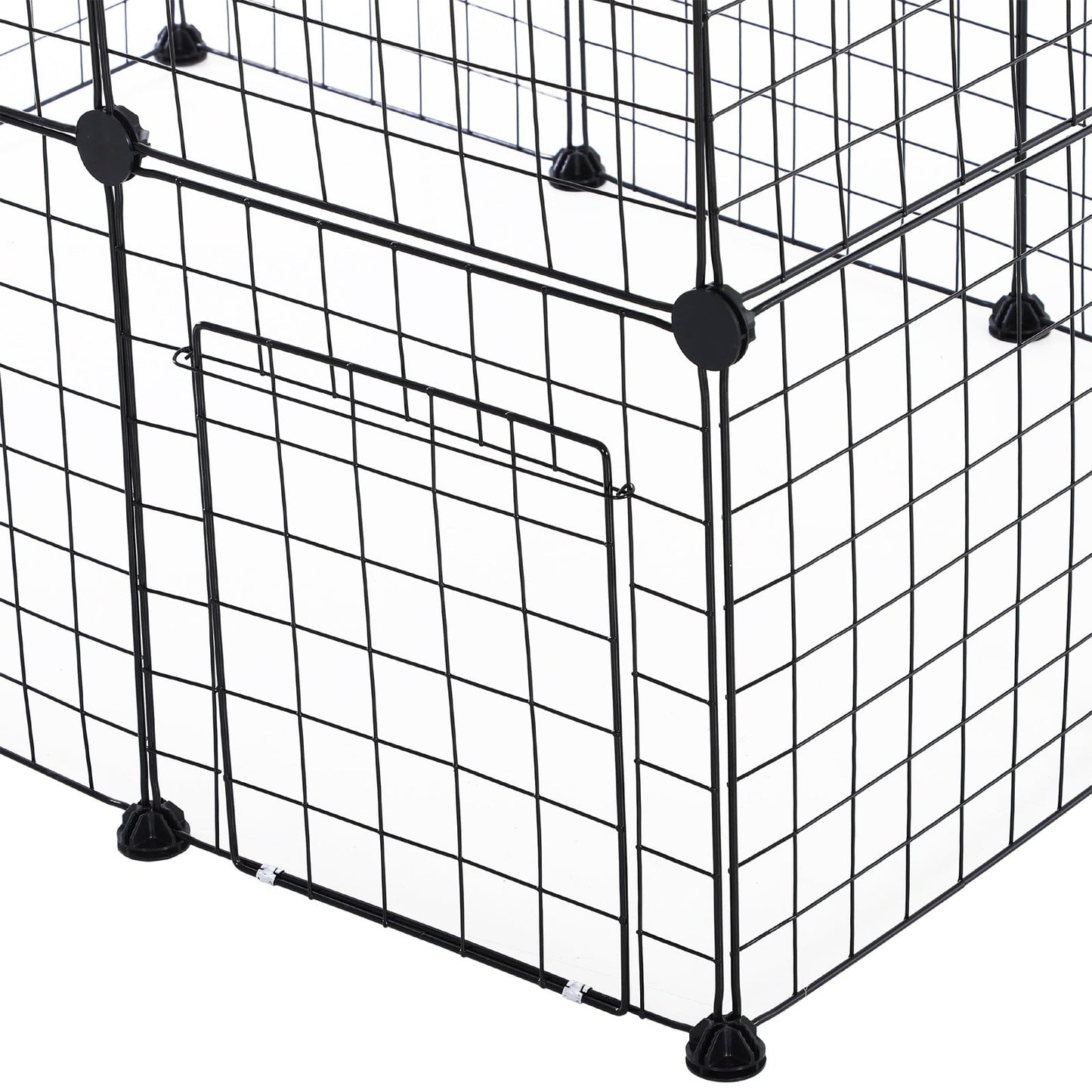 PawHut DIY Pet Playpen Metal Wire Fence Indoor Outdoor Guinea Pig Rabbit Small Animals Cage 36 Panel Enclosure Black