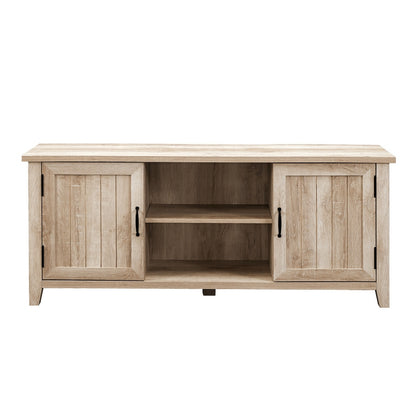 Rustic TV Unit Light Brown 6 Shelves 2 Doors