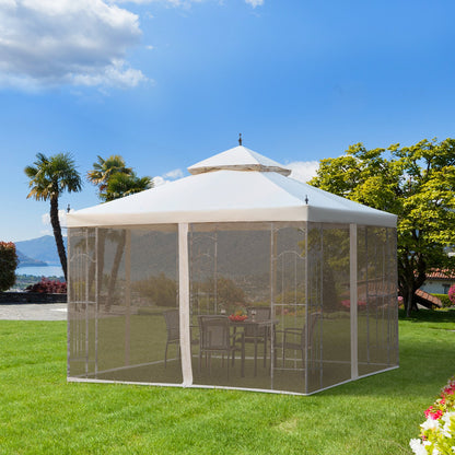 3Mx3M Garden Gazebo Double Top Outdoor Canopy Patio Event Party Wedding Tent Backyard Sun Shade with Netting - Cream White