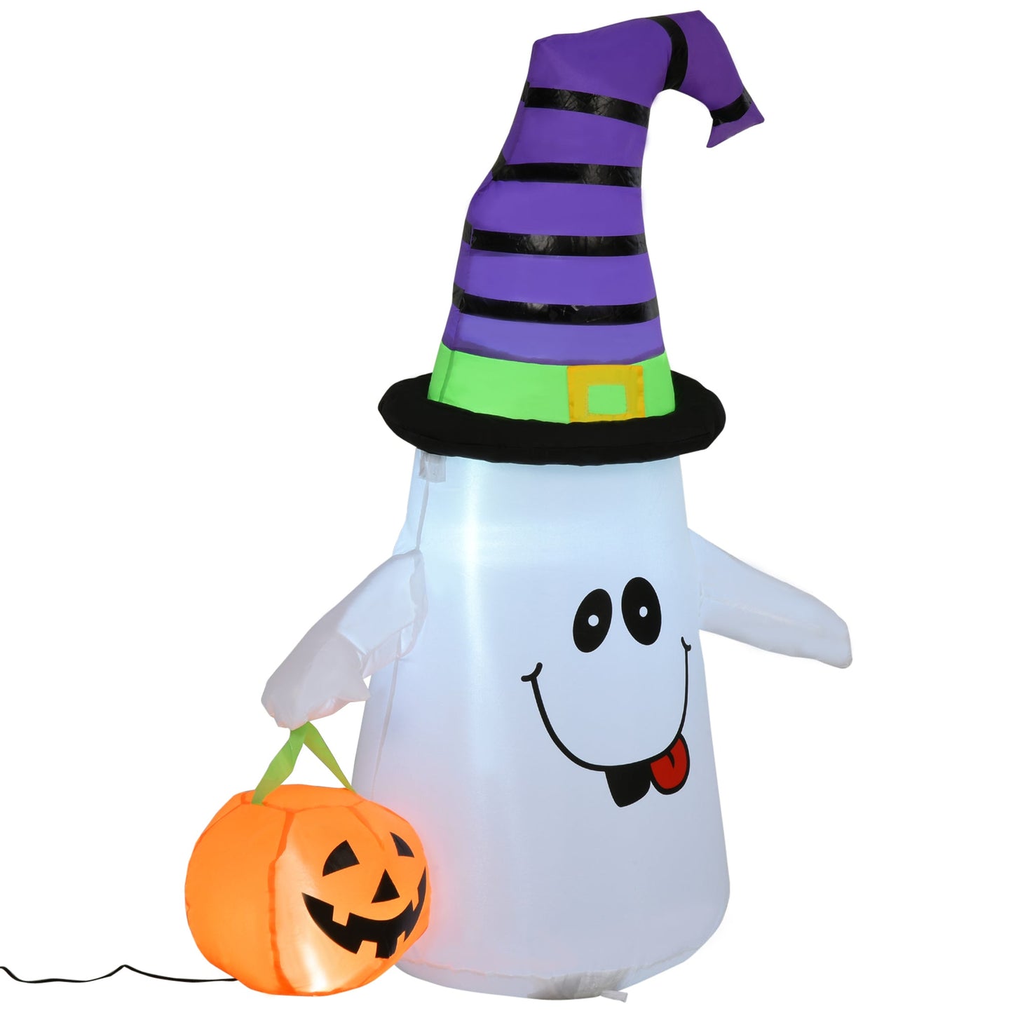 Halloween 1.2m LED Outdoor Inflatable Decoration - Ghost w/ Pumpkin Lantern