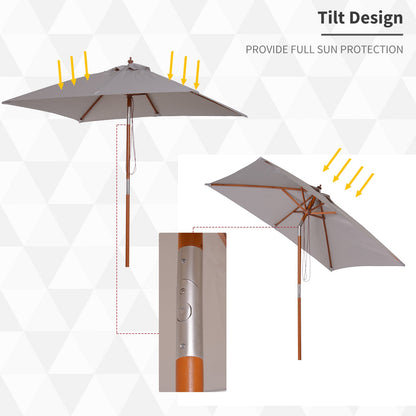 2m x 1.5m Garden Parasol Umbrella with Tilting Sunshade Canopy