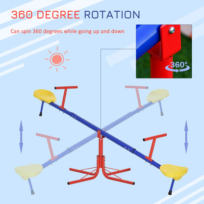 Kids 360 Degree Rotating Metal Seesaw Swivel Teeter Totter Children's Playground Equipment for Garden Outdoor Indoor Swing