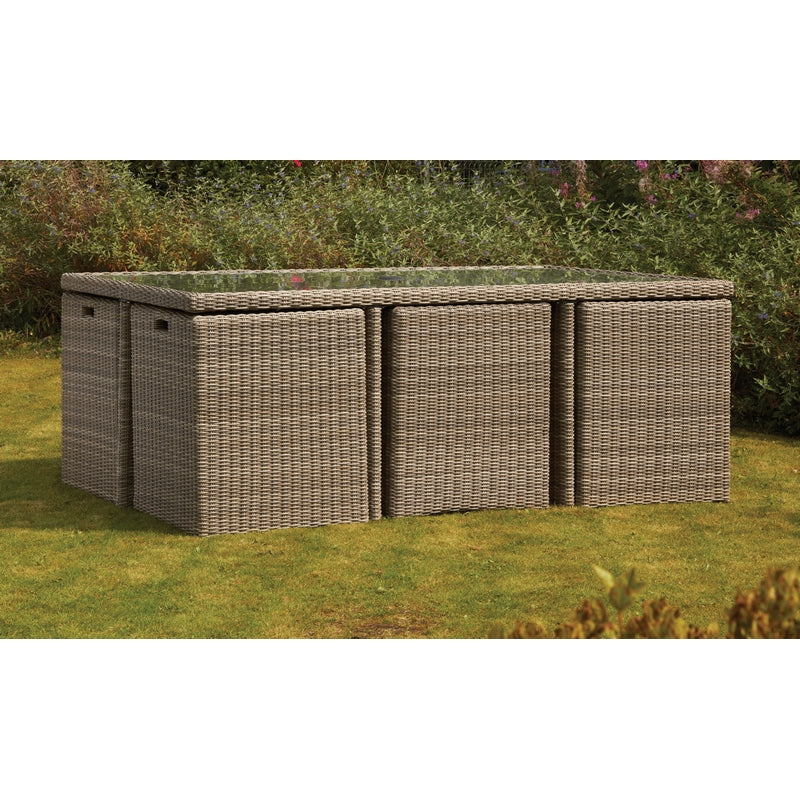 Wentworth Rattan Garden Patio Dining Set by Royalcraft - 10 Seats Grey Cushions