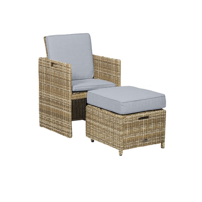 Wentworth Rattan Garden Patio Dining Set by Royalcraft - 10 Seats Grey Cushions