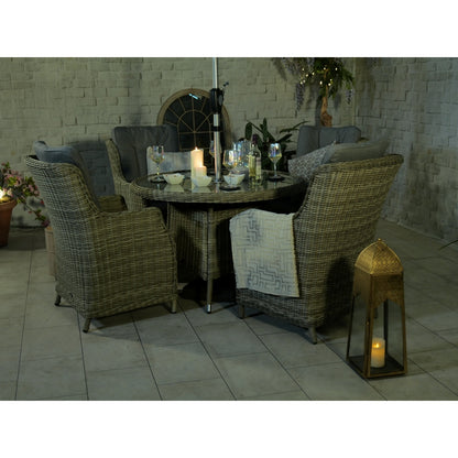 Wentworth Rattan Garden Patio Dining Set by Royalcraft - 4 Seats Grey Cushions