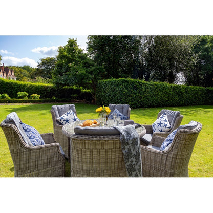 Wentworth Rattan Garden Patio Dining Set by Royalcraft - 6 Seats Grey Cushions