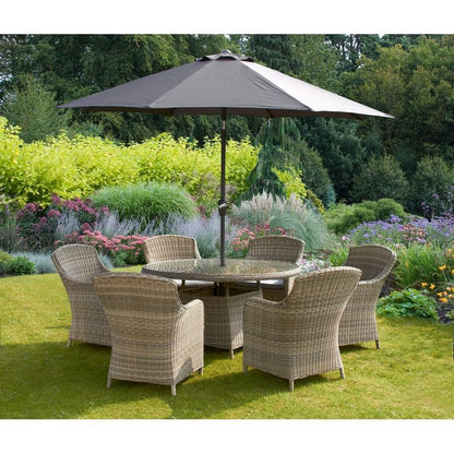 Wentworth Rattan Garden Patio Dining Set by Royalcraft - 6 Seats Grey Cushions