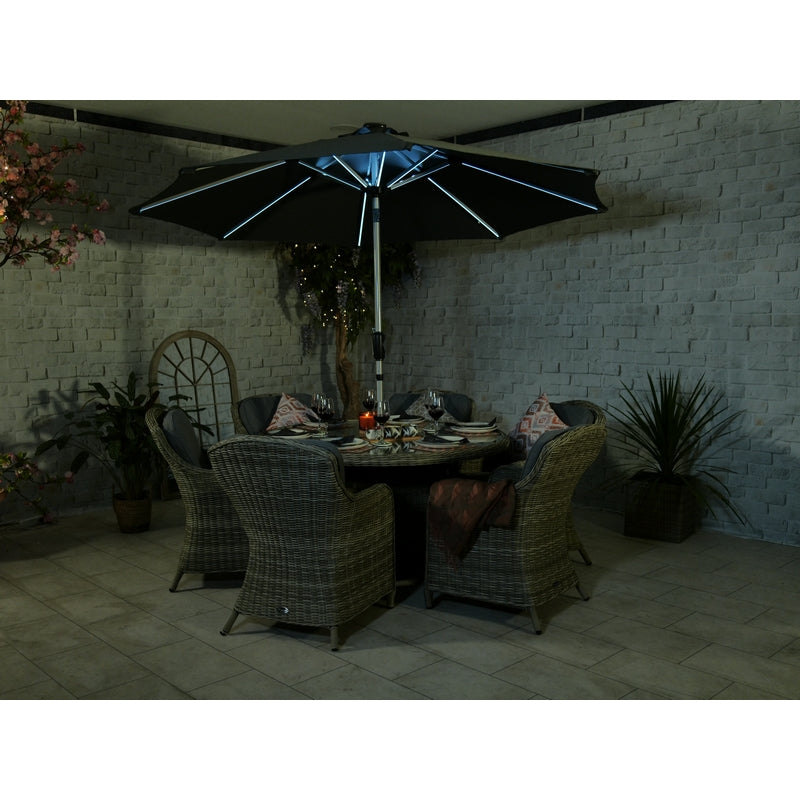 Wentworth Rattan Garden Patio Dining Set by Royalcraft - 6 Seats Grey Cushions