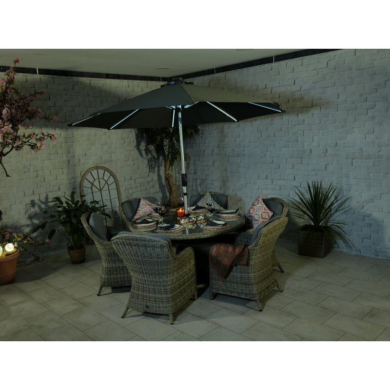 Wentworth Rattan Garden Patio Dining Set by Royalcraft - 6 Seats Grey Cushions