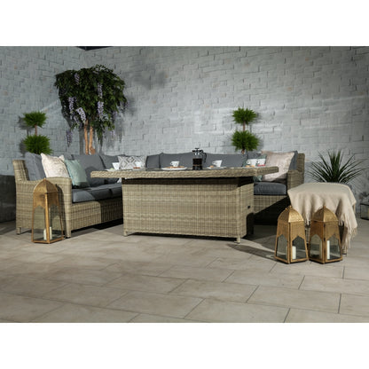 Wentworth Rattan Garden Corner Sofa by Royalcraft - 8 Seats Grey Cushions