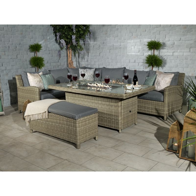 Wentworth Rattan Garden Corner Sofa by Royalcraft - 8 Seats Grey Cushions