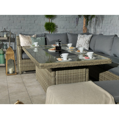 Wentworth Rattan Garden Corner Sofa by Royalcraft - 8 Seats Grey Cushions