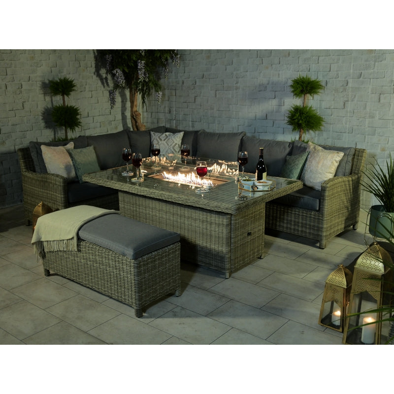 Wentworth Rattan Garden Corner Sofa by Royalcraft - 8 Seats Grey Cushions