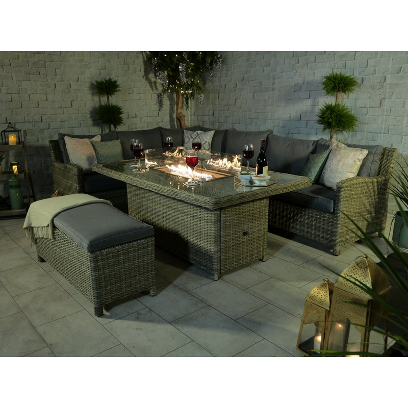 Wentworth Rattan Garden Corner Sofa by Royalcraft - 8 Seats Grey Cushions