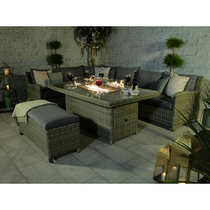 Wentworth Rattan Garden Corner Sofa by Royalcraft - 8 Seats Grey Cushions