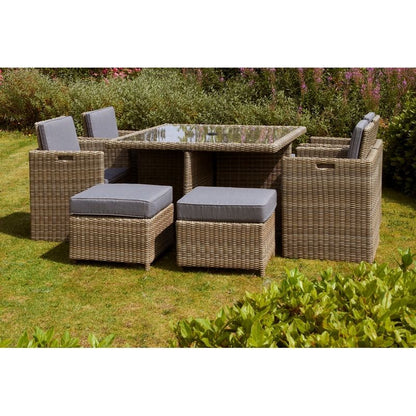 Wentworth Rattan Garden Patio Dining Set by Royalcraft - 8 Seats Grey Cushions